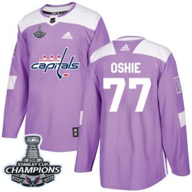Wholesale Cheap Adidas Capitals #77 T.J. Oshie Purple Authentic Fights Cancer Stanley Cup Final Champions Stitched NHL Jersey