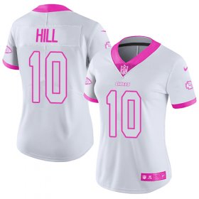 Wholesale Cheap Nike Chiefs #10 Tyreek Hill White/Pink Women\'s Stitched NFL Limited Rush Fashion Jersey