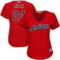 Wholesale Cheap Indians #24 Andrew Miller Red Women's Stitched MLB Jersey