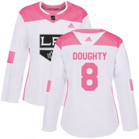 Wholesale Cheap Adidas Kings #8 Drew Doughty White/Pink Authentic Fashion Women\'s Stitched NHL Jersey