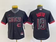 Wholesale Cheap Youth Cincinnati Reds #19 Joey Votto Black 2023 City Connect Cool Base Stitched Jersey1