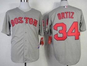 Wholesale Cheap Red Sox #34 David Ortiz Grey Stitched MLB Jersey