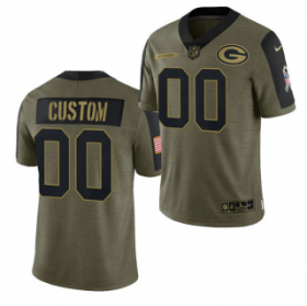 Wholesale Cheap Men\'s Olive Green Bay Packers ACTIVE PLAYER Custom 2021 Salute To Service Limited Stitched Jersey