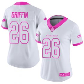 Wholesale Cheap Nike Seahawks #26 Shaquem Griffin White/Pink Women\'s Stitched NFL Limited Rush Fashion Jersey