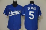 Wholesale Cheap Men's Los Angeles Dodgers #5 Corey Seager Blue Stitched MLB Cool Base Nike Jersey