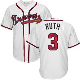 Wholesale Cheap Braves #3 Babe Ruth White Team Logo Fashion Stitched MLB Jersey