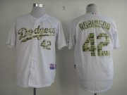 Wholesale Cheap Dodgers #42 Jackie Robinson White USMC Cool Base Stitched MLB Jersey