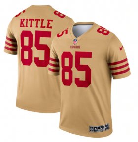 Wholesale Cheap Men\'s San Francisco 49ers #85 George Kittle 2022 New Gold Inverted Legend Stitched Football Jersey