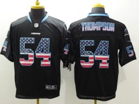 Wholesale Cheap Nike Panthers #54 Shaq Thompson Black Men\'s Stitched NFL Elite USA Flag Fashion Jersey