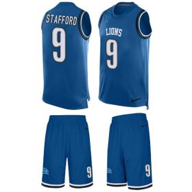 Wholesale Cheap Nike Lions #9 Matthew Stafford Blue Team Color Men\'s Stitched NFL Limited Tank Top Suit Jersey