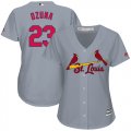 Wholesale Cheap Cardinals #23 Marcell Ozuna Grey Road Women's Stitched MLB Jersey