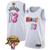 Wholesale Cheap Men's Miami Heat #13 Bam Adebayo White 2023 Finals City Edition With NO.6 Patch Stitched Basketball Jersey