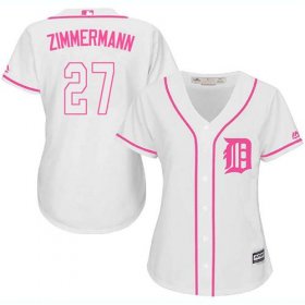 Wholesale Cheap Tigers #27 Jordan Zimmermann White/Pink Fashion Women\'s Stitched MLB Jersey