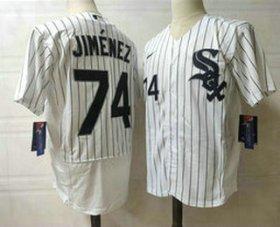 Wholesale Cheap Men\'s Chicago White Sox #74 Eloy Jimenez White Pinstripe Stitched MLB Flex Base Nike Jersey