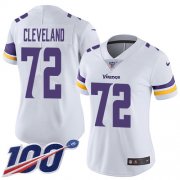 Wholesale Cheap Nike Vikings #72 Ezra Cleveland White Women's Stitched NFL 100th Season Vapor Untouchable Limited Jersey
