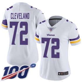Wholesale Cheap Nike Vikings #72 Ezra Cleveland White Women\'s Stitched NFL 100th Season Vapor Untouchable Limited Jersey