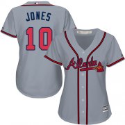 Wholesale Cheap Braves #10 Chipper Jones Grey Road Women's Stitched MLB Jersey