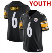 Cheap Youth Pittsburgh Steelers #6 Patrick Queen Black Vapor Untouchable Limited Football Stitched Jersey