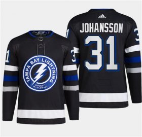 Cheap Men\'s Tampa Bay Lightning #31 Jonas Johansson Black 2024 Stadium Series Stitched Jersey