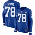 Wholesale Cheap Nike Giants #78 Andrew Thomas Royal Blue Team Color Women's Stitched NFL Limited Therma Long Sleeve Jersey