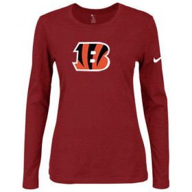 Wholesale Cheap Women\'s Nike Cincinnati Bengals Of The City Long Sleeve Tri-Blend NFL T-Shirt Red