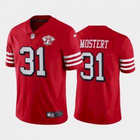 Wholesale Cheap Men\'s San Francisco 49ers #31 Raheem Mostert 75th Anniversary Red Throwback Jersey