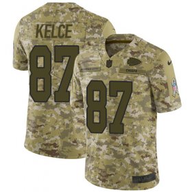 Wholesale Cheap Nike Chiefs #87 Travis Kelce Camo Youth Stitched NFL Limited 2018 Salute to Service Jersey