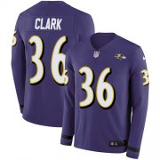 Wholesale Cheap Nike Ravens #36 Chuck Clark Purple Team Color Men's Stitched NFL Limited Therma Long Sleeve Jersey