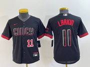 Wholesale Cheap Youth Cincinnati Reds #11 Barry Larkin Number Black 2023 City Connect Cool Base Stitched Jersey1