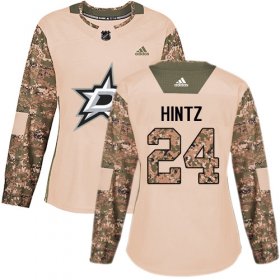 Cheap Adidas Stars #24 Roope Hintz Camo Authentic 2017 Veterans Day Women\'s Stitched NHL Jersey