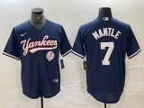Cheap Men's New York Yankees #7 Mickey Mantle Navy With Patch Cool Base Stitched Baseball Jersey