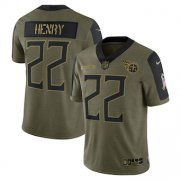 Wholesale Cheap Men's Tennessee Titans #22 Derrick Henry Nike Olive 2021 Salute To Service Limited Player Jersey