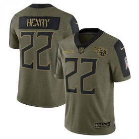 Wholesale Cheap Men\'s Tennessee Titans #22 Derrick Henry Nike Olive 2021 Salute To Service Limited Player Jersey