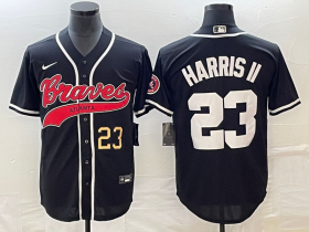 Wholesale Cheap Men\'s Atlanta Braves #23 Michael Harris II Number Black Cool Base Stitched Baseball Jersey
