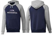 Wholesale Cheap Seattle Seahawks Authentic Logo Pullover Hoodie Dark Blue & Grey