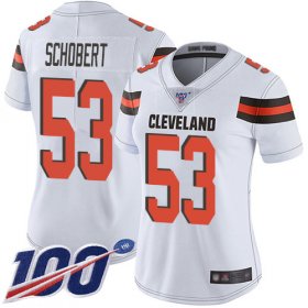 Wholesale Cheap Nike Browns #53 Joe Schobert White Women\'s Stitched NFL 100th Season Vapor Limited Jersey