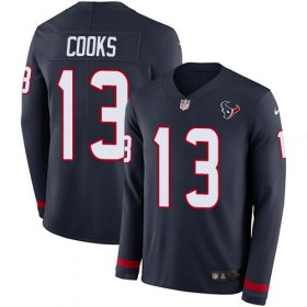 Wholesale Cheap Nike Texans #13 Brandin Cooks Navy Blue Team Color Youth Stitched NFL Limited Therma Long Sleeve Jersey