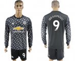 Wholesale Cheap Manchester United #9 Ibrahimovic Black Long Sleeves Soccer Club Jersey