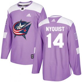 Wholesale Cheap Adidas Blue Jackets #14 Gustav Nyquist Purple Authentic Fights Cancer Stitched Youth NHL Jersey