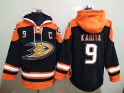 Wholesale Cheap Men's Anaheim Ducks #9 Paul Kariya Stitched Black Hoodie