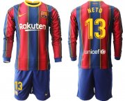 Wholesale Cheap Men 2020-2021 club Barcelona home long sleeve 13 red Soccer Jerseys