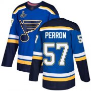 Wholesale Cheap Adidas Blues #57 David Perron Blue Home Authentic Stanley Cup Champions Stitched NHL Jersey