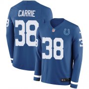 Wholesale Cheap Nike Colts #38 T.J. Carrie Royal Blue Team Color Men's Stitched NFL Limited Therma Long Sleeve Jersey