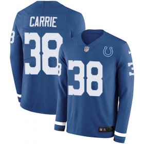 Wholesale Cheap Nike Colts #38 T.J. Carrie Royal Blue Team Color Men\'s Stitched NFL Limited Therma Long Sleeve Jersey