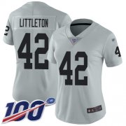 Wholesale Cheap Nike Raiders #42 Cory Littleton Silver Women's Stitched NFL Limited Inverted Legend 100th Season Jersey