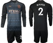 Wholesale Cheap Men 2021 Manchester city home long sleeve 2 soccer jerseys