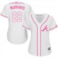 Wholesale Cheap Braves #22 Nick Markakis White/Pink Fashion Women's Stitched MLB Jersey