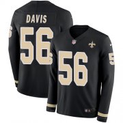 Wholesale Cheap Nike Saints #56 DeMario Davis Black Team Color Men's Stitched NFL Limited Therma Long Sleeve Jersey