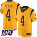 Wholesale Cheap Nike Rams #4 Greg Zuerlein Gold Men's Stitched NFL Limited Rush 100th Season Jersey