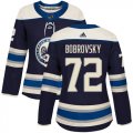 Wholesale Cheap Adidas Blue Jackets #72 Sergei Bobrovsky Navy Alternate Authentic Women's Stitched NHL Jersey